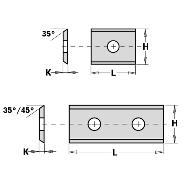 Solid Carbide Knives (2/35°) 7.5X12X1.5Mm Hw-K1920