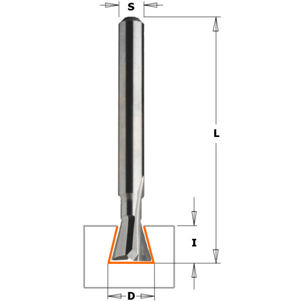 Solid Carbide Dovetail Bits D=3/8” A=19° S=1/4”