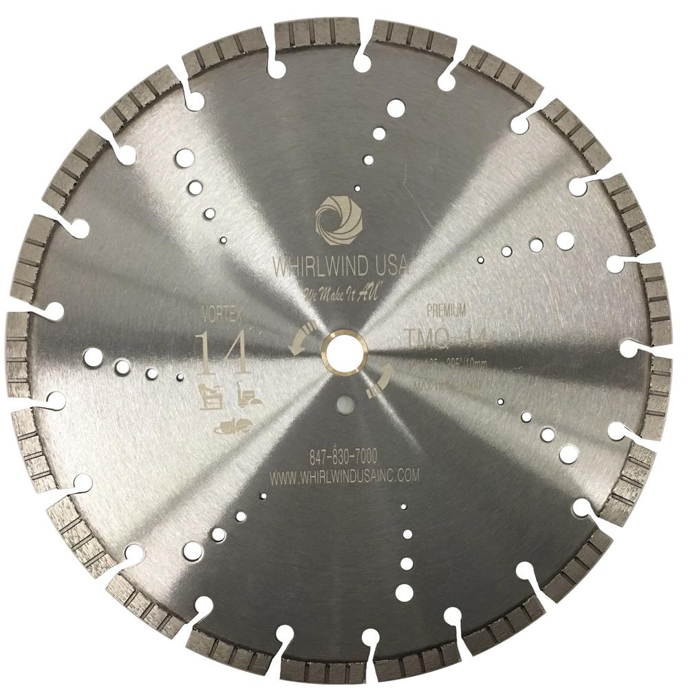 Whirlwind USA 14 in. 21-Teeth Vortex Turbo Segmented Laser Welded Diamond Blade for Dry Wet Cutting Concrete Stone Brick Masonry