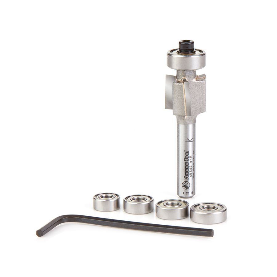 Amana 49342 Binding/Rabbeting 15mm (19/32) Dia x 11.5mm (7/16) x 1/4 Inch Shank Router Bit Set