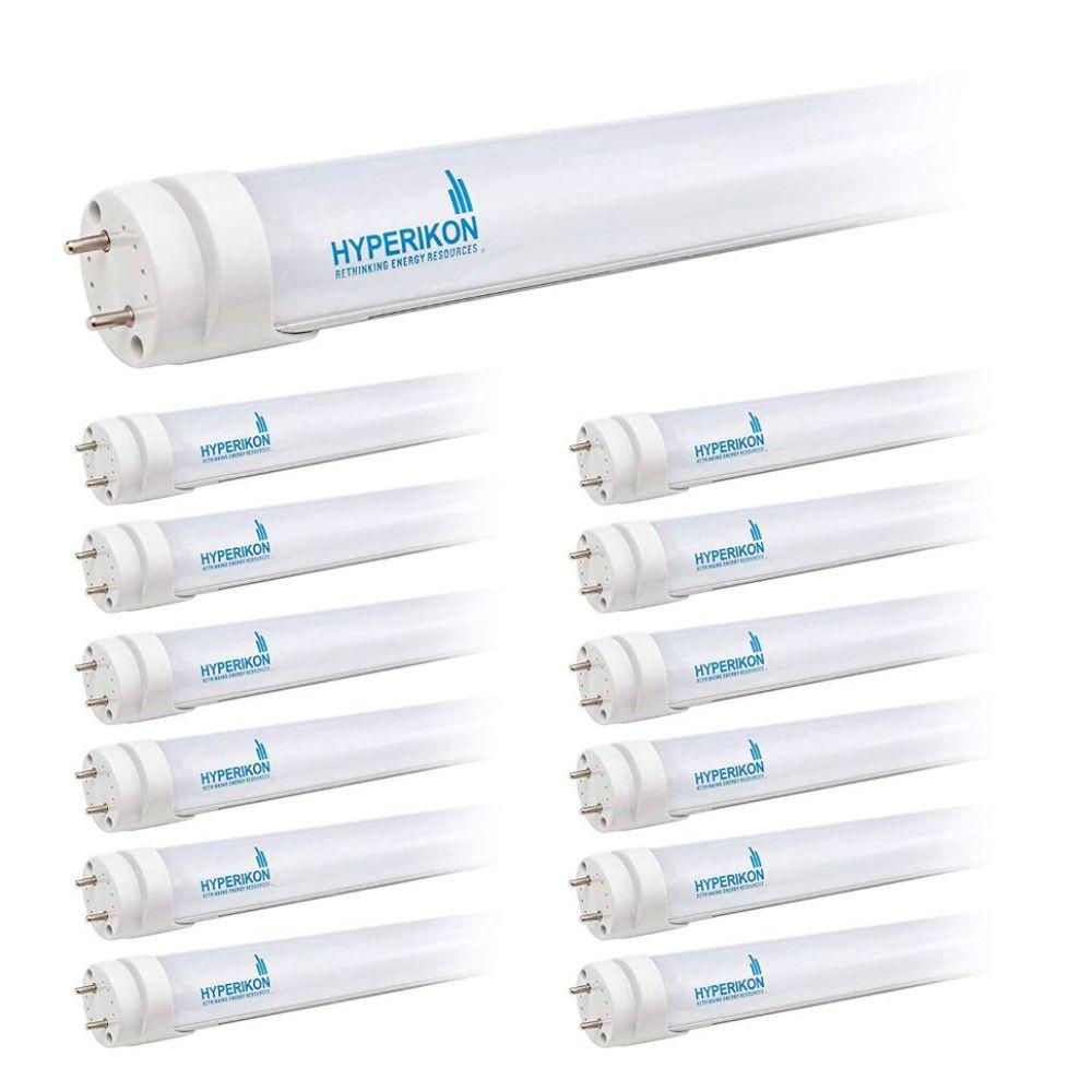 Hyperikon 8-Watt 2 ft. Linear T8 Ballast Bypass Frosted 5000K LED Tube Light Bulb (12-Pack)
