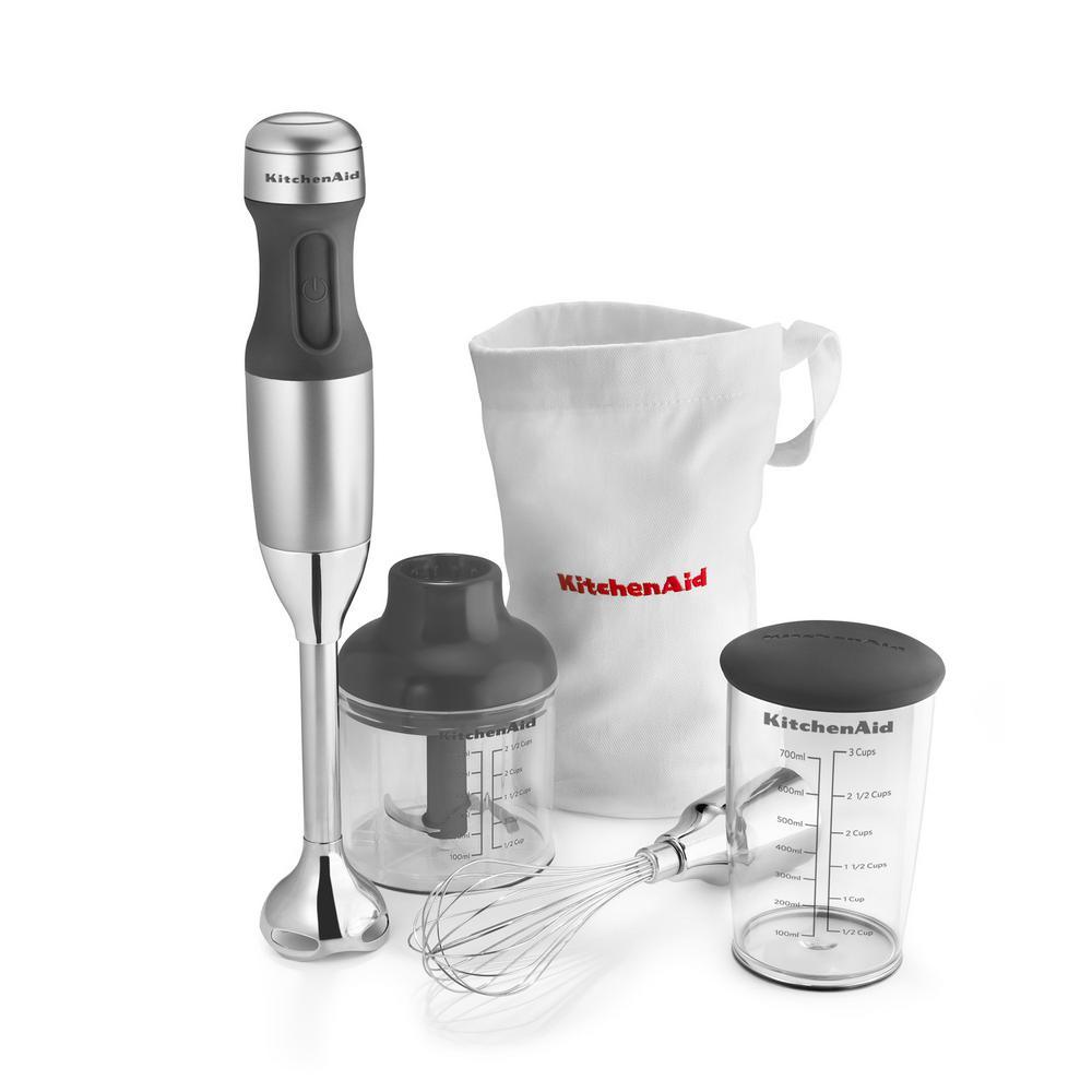 3-Speed Contour Silver Immersion Blender with Whisk and Chopper Attachments