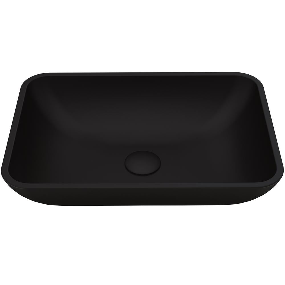 VIGO Black Sottile Rectangular MatteShell Glass Bathroom Vessel Sink