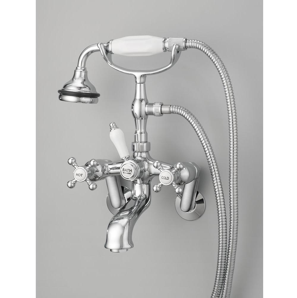 Cheviot 5100 5100 Series Wall-Mount Tub Filler - Cross Handles - Porcelain Accents