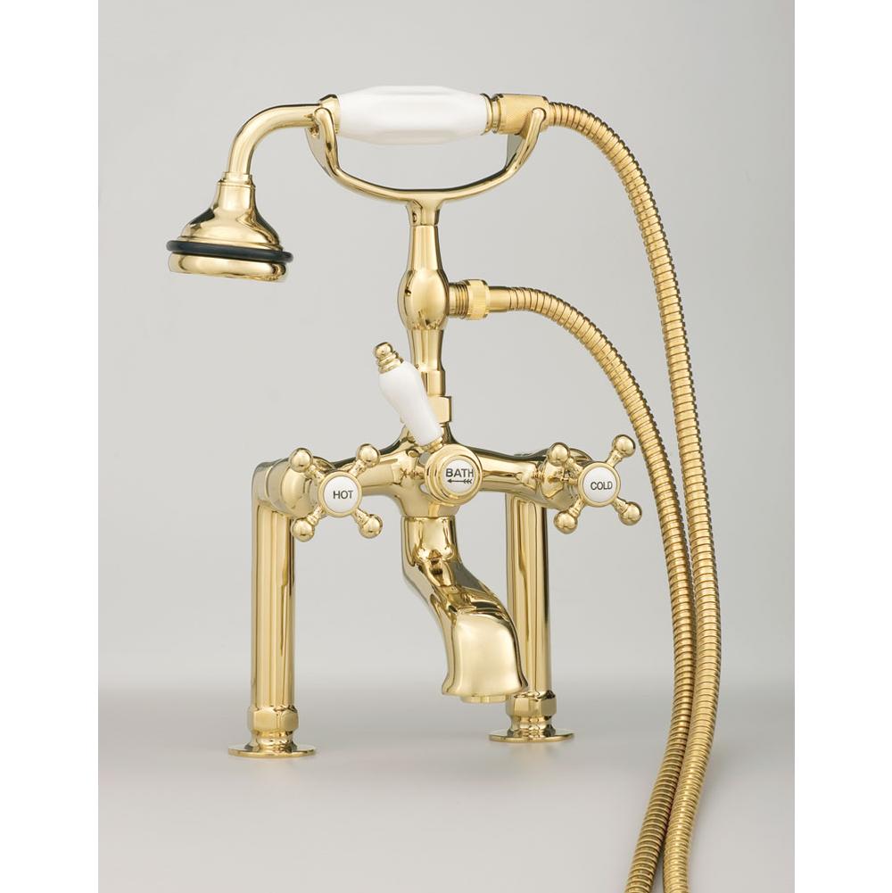 Cheviot 5112 5100 Series Extra-Tall Deck-Mount Tub Filler - Lever Handles - Porcelain Accents