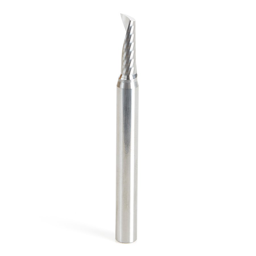 Amana 51494 Metric Solid Carbide CNC Spiral ‘O’ Single Flute, Aluminum Cutting 5mm Dia x 16mm x 6mm Shank x 63mm Long Up-Cut Router Bit