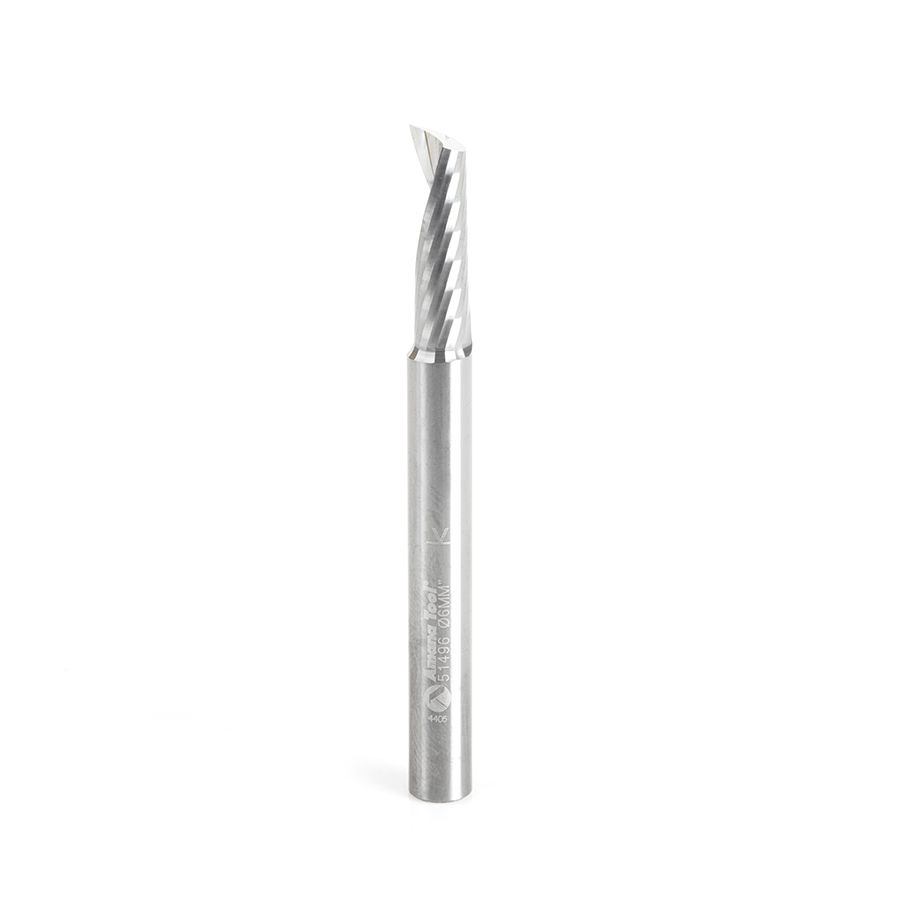 Amana 51496 Metric Solid Carbide CNC Spiral ‘O’ Single Flute, Aluminum Cutting 6mm Dia x 20mm x 6mm Shank x 64mm Long Up-Cut Router Bit
