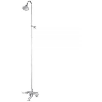 Cheviot 5166-CH 5100 Series Tub Filler With Overhead Shower And Shower Curtain Frame - Cross Handles - Chrome