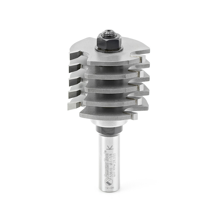 Amana 53610 Carbide Tipped Box Joint 1-7/8 Dia x 1-3/8 x 1/2 Inch Shank with Upper BB 3-Flute Set