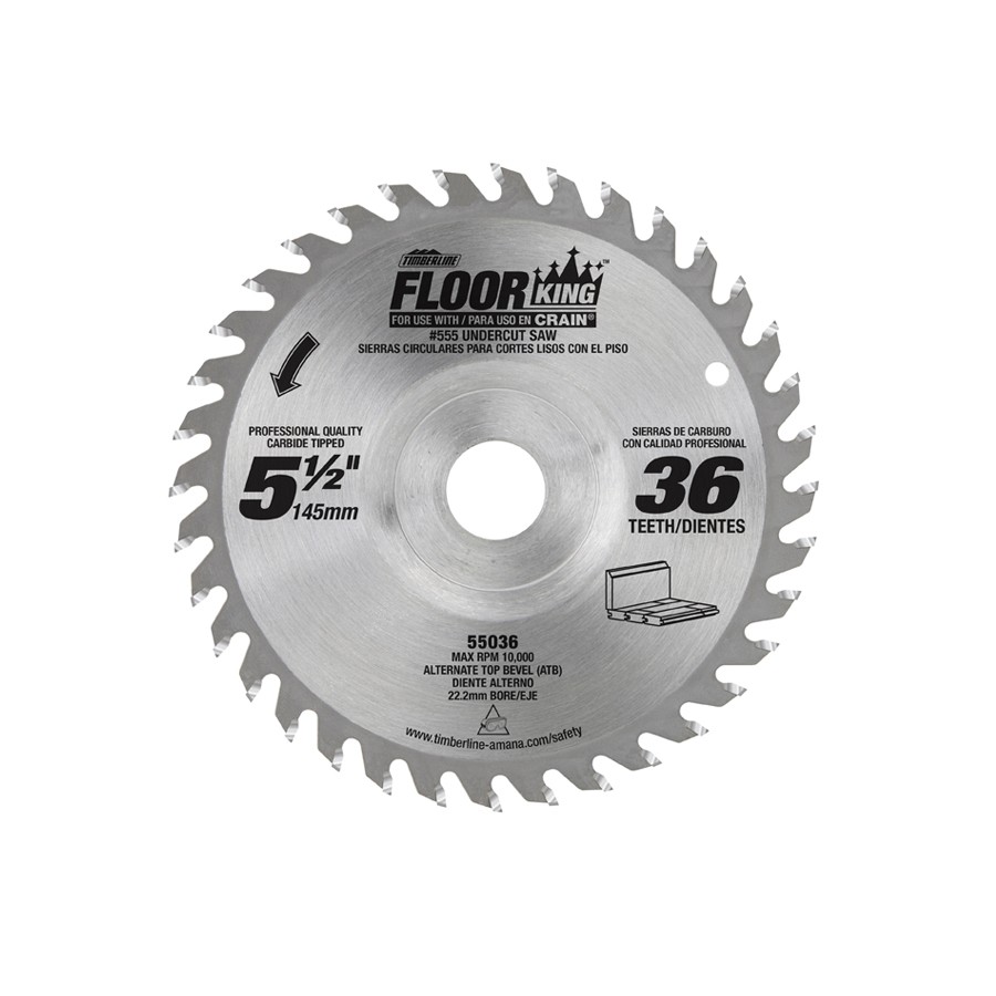 Timberline 55036 Floor King for Crain® Multi-Undercut Saws 5-1/2″ Dia x 36T ATB, 18 Deg, 22.22mm Concave Bore