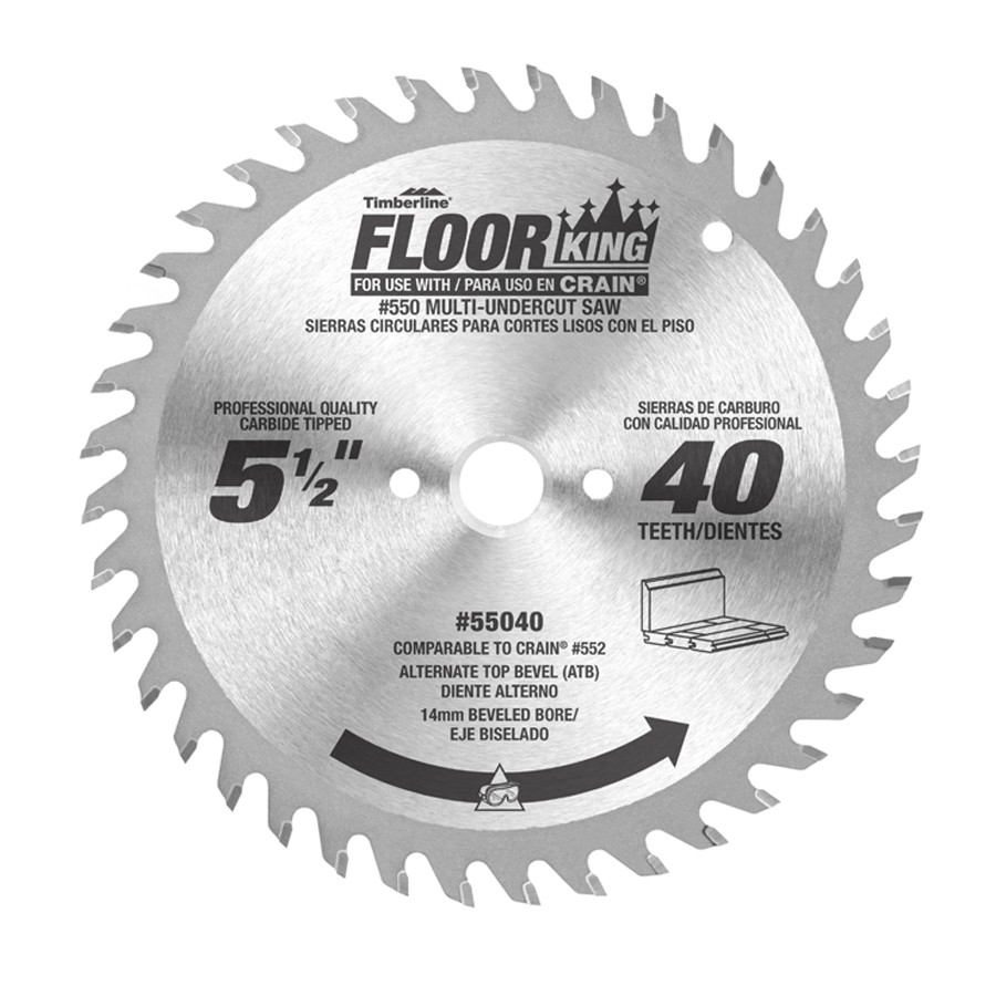 Timberline 55040 Floor King for Crain® Multi-Undercut Saws 5-1/2″ Dia x 40T ATB, 12 Deg, 14mm Bevel Bore