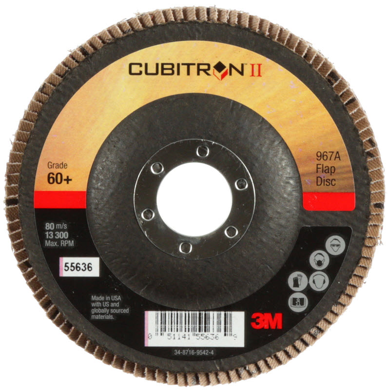 3M Cubitron II Giant Flap Disc 967A 4 1/2" Type 27 Grade 60+ 55636