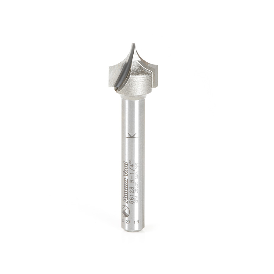 Amana 56123 Carbide Tipped Point Cutting Roundover 1/4 Radius x 1/2 Dia x 1/2 x 1/4 Shank Router Bit