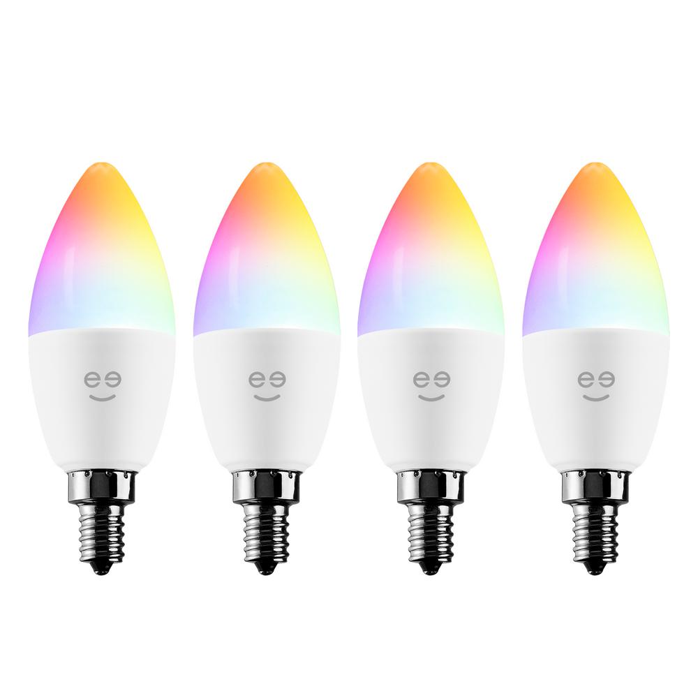 Geeni 40-Watt Equivalent Wi-Fi Smart B11 Edison Multicolor Tunable White LED Light Bulb(4-Pack)