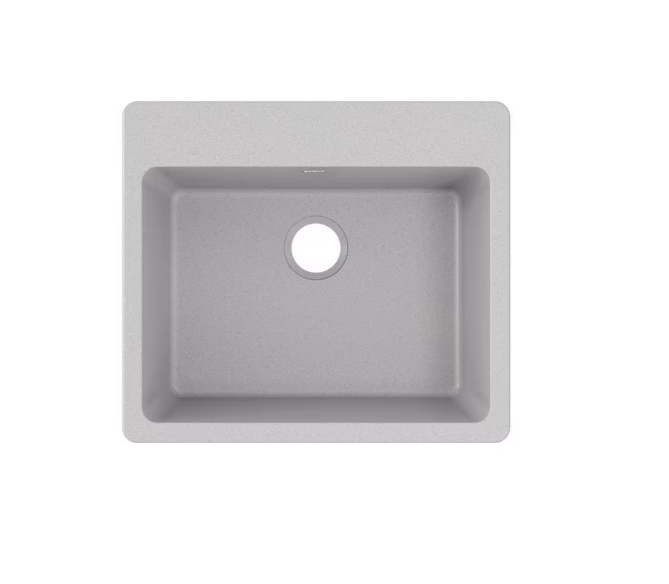 Quartz Classic Drop-In Composite 25 in. Single Bowl Kitchen Sink in Greystone