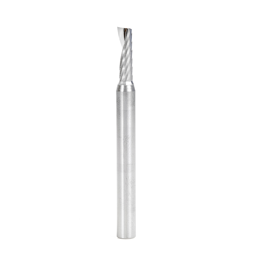 Amana 57321 Metric Solid Carbide CNC Spiral ‘O’ Single Flute, Plastic Cutting 5mm Dia x 16mm x 6mm Shank x 64mm Long Up-Cut Router Bit