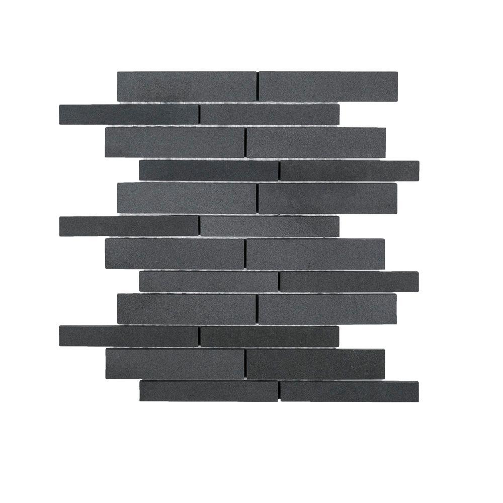 Jeffrey Court Tarmac Gray 10 in. x 11.875 in. x 8 mm Interlocking Honed Natural Stone Mosaic Tile