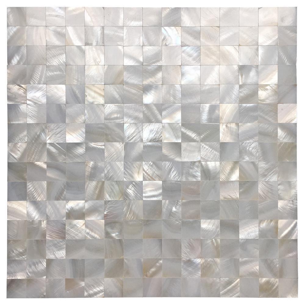 Art3d 12 in. x 12 in. Mother of Pearl Shell Mosaic Tile Backsplash in White