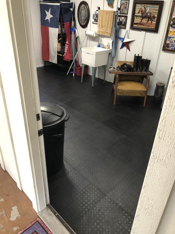 Blue Hawk 20.5-in x 20.5-in Black Coin PVC Plastic Tile Multipurpose Flooring