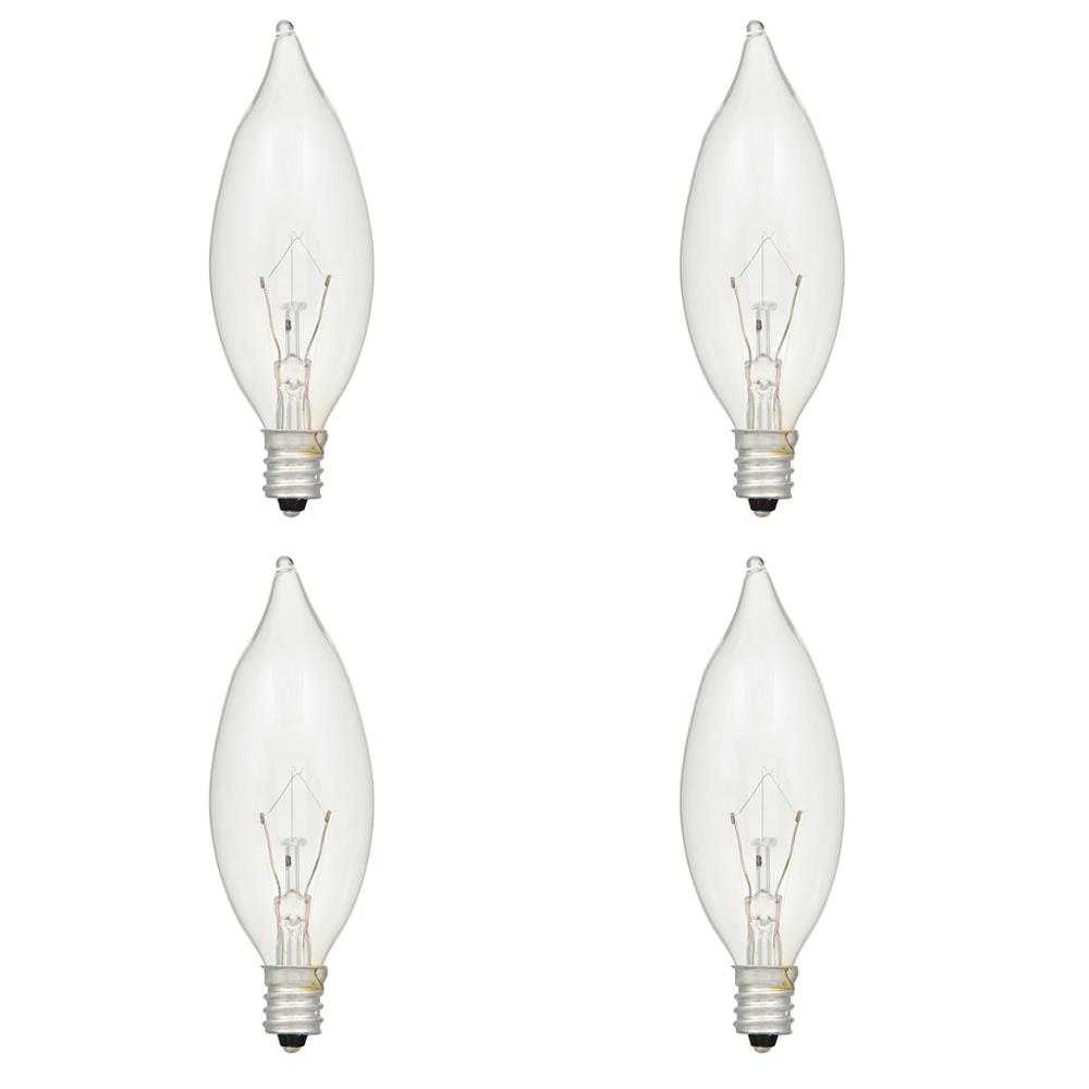 Sylvania 15-Watt Double Life B8 Bent Tip Incandescent Light Bulb (4-Pack)