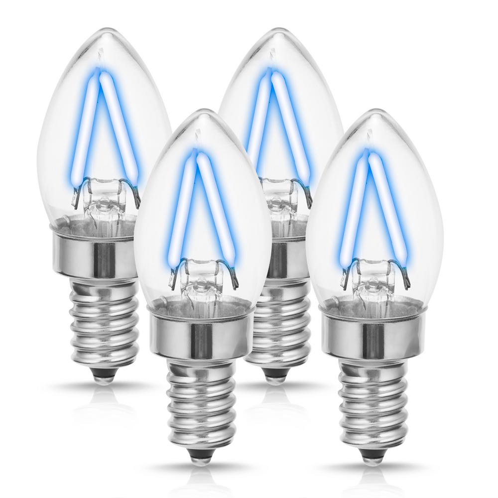 YANSUN 20-Watt Equivalent C7 Edison Blue LED Filament Light Bulb (4-Pack)