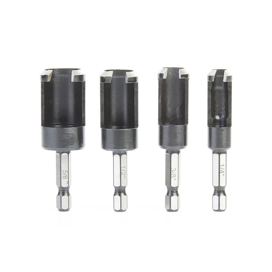 Timberline 608-258 4 Piece Plug Cutter Set with 1/4″ Hex Shanks