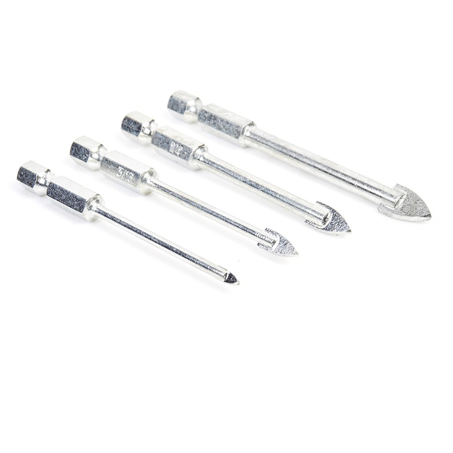 Timberline 608-304 4 Piece Glass and Tile Drill Bit Set 1/4″ Hex Shank