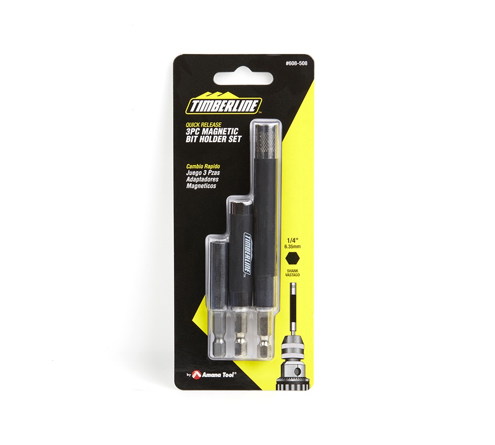Timberline 608-508 3 Pc Magnetic Bit Holder Set 1/4 Hex Shank