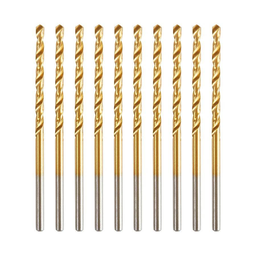 Timberline 616-109 10 Piece Titanium Coated Drill Bit Pack 3/32 Dia x 2-1/4″ Long