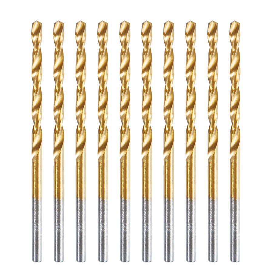 Timberline 616-113 10 Piece Titanium Coated Drill Bit Pack 1/8 Dia x 2-3/4″ Long