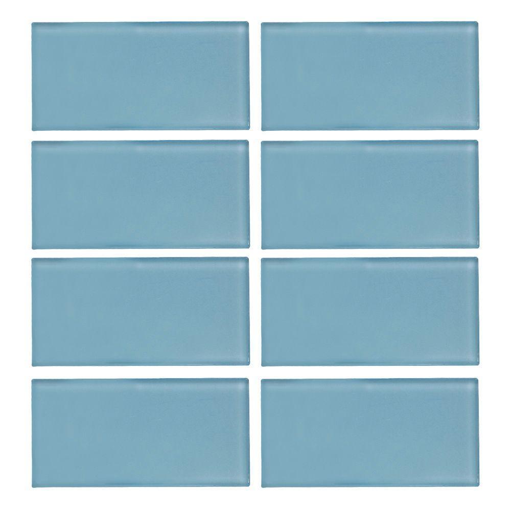 Jeffrey Court Caribbean Water Blue 3 in. x 6 in. Glossy Glass Wall Tile (1 sq. ft. / pack)