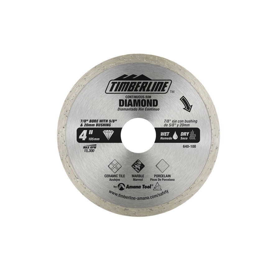 Timberline 640-100 Continuous Rim Diamond 4″ Dia x 7/8 Bore