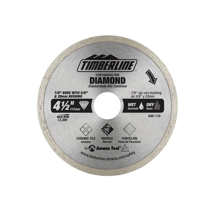 Timberline 640-110 Continuous Rim Diamond 4-1/2″ Dia x 7/8 Bore