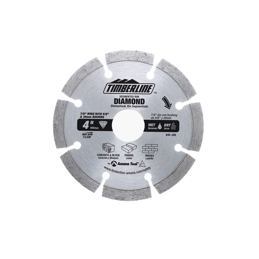 Timberline 640-300 Segmented Rim Diamond 4″ Dia x 7/8 Bore