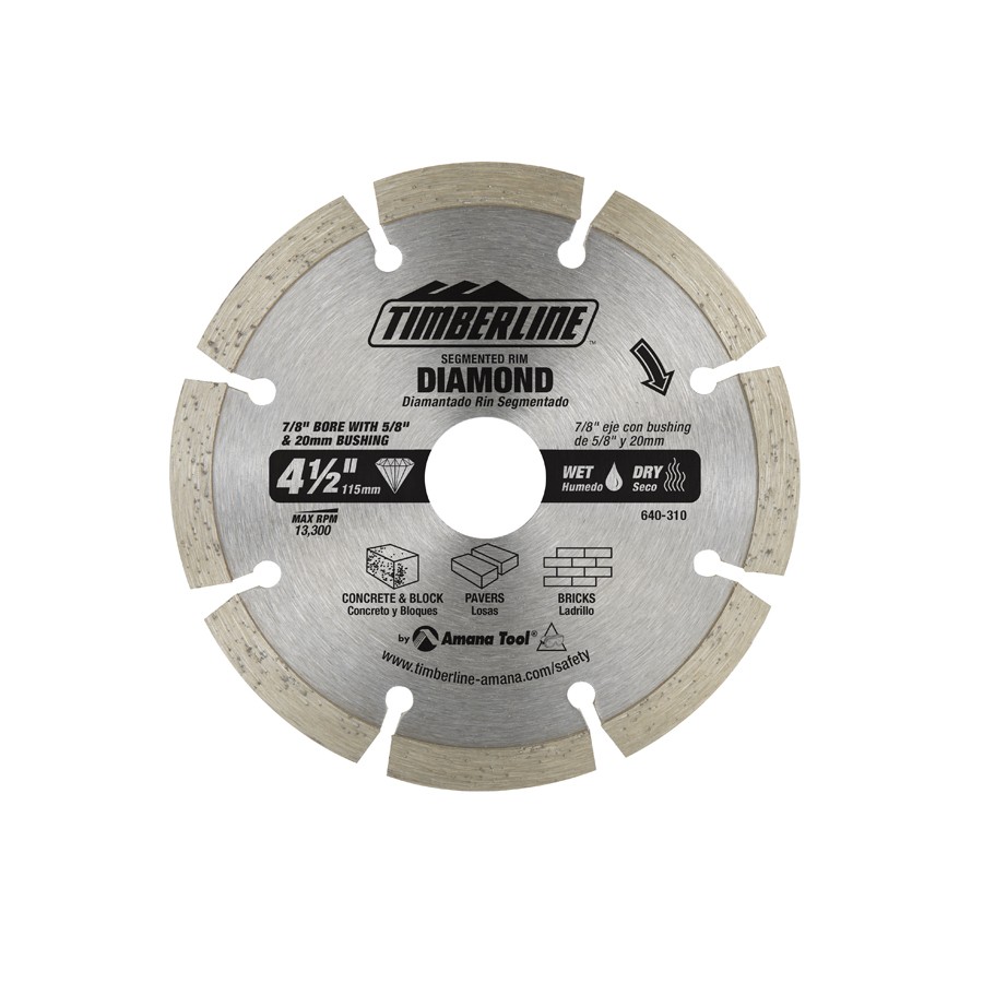 Timberline 640-310 Segmented Rim Diamond 4-1/2″ Dia x 7/8 Bore
