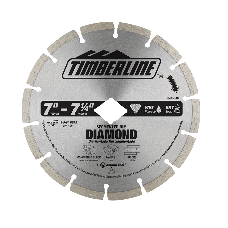 Timberline 640-340 Segmented Rim Diamond 7 – 7-1/4″ Dia x 5/8 Bore