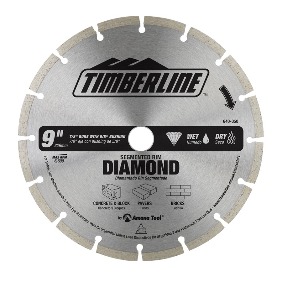 Timberline 640-350 Segmented Rim Diamond 9″ Dia x 7/8 Bore
