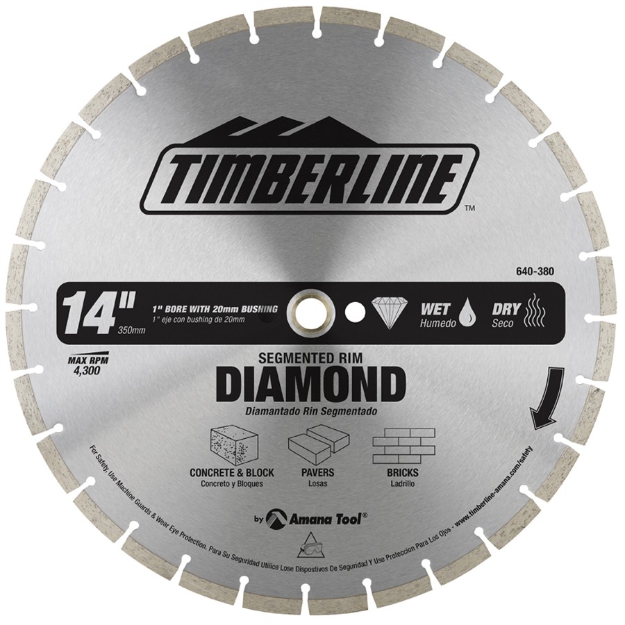 Timberline 640-380 Segmented Rim Diamond 14″ Dia x 1″ Bore