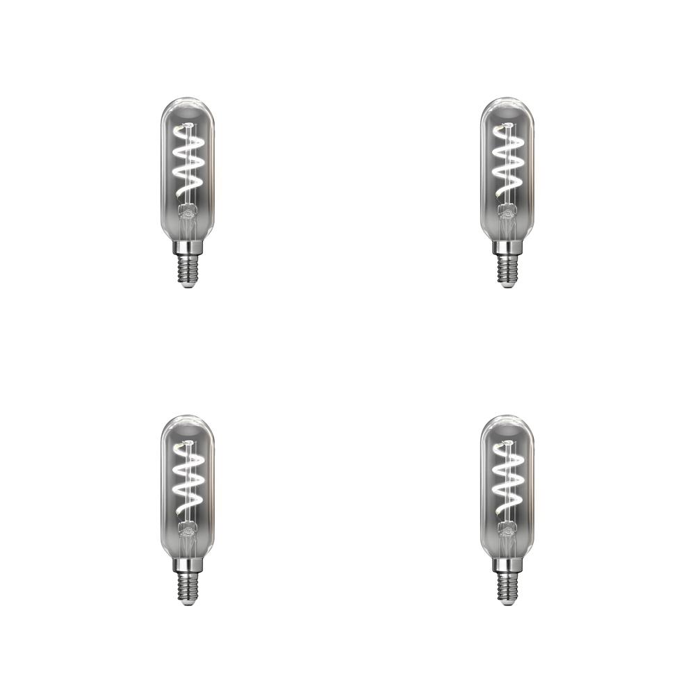 Feit Electric 25-Watt Equivalent T6 Candelabra Dimmable LED Smoke Glass Vintage Light Bulb with Spiral Filament Daylight (4-Pack)