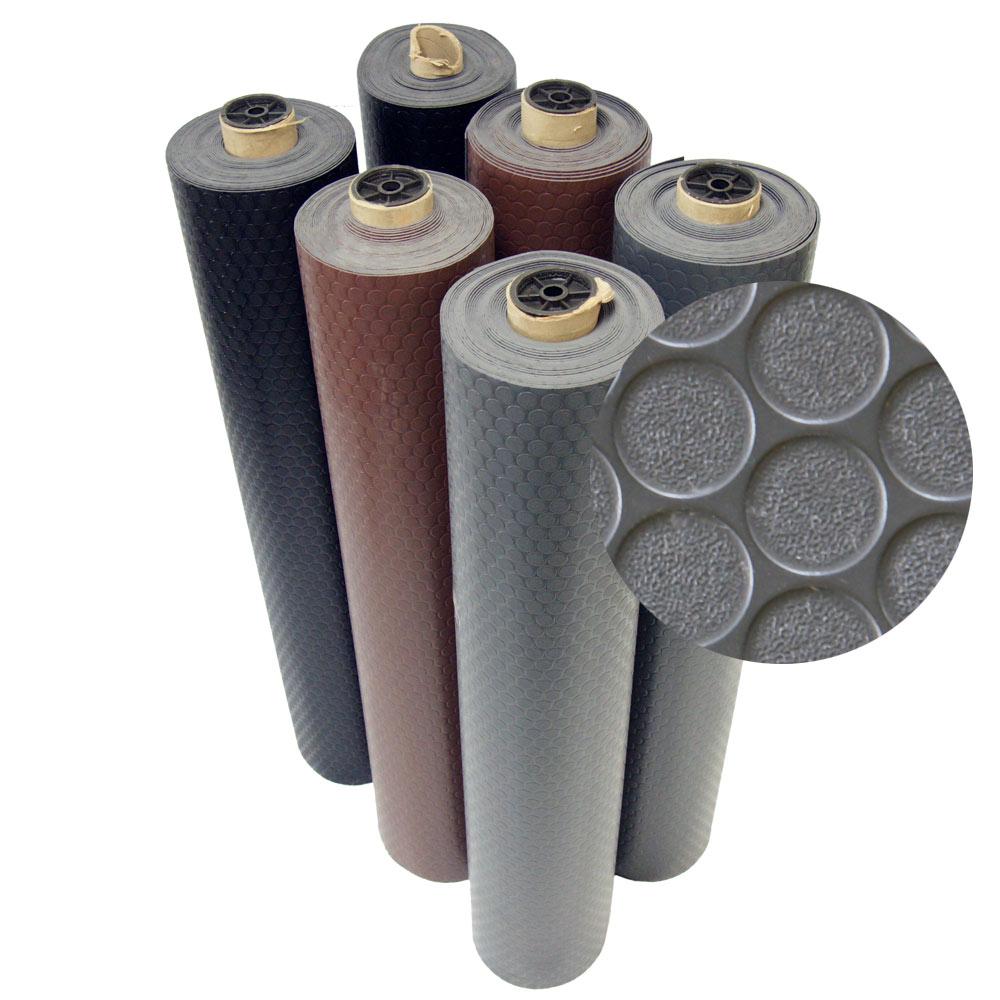 Rubber-Cal Coin Grip 4 ft. x 13 ft. Dark Grey Commercial Grade PVC Flooring