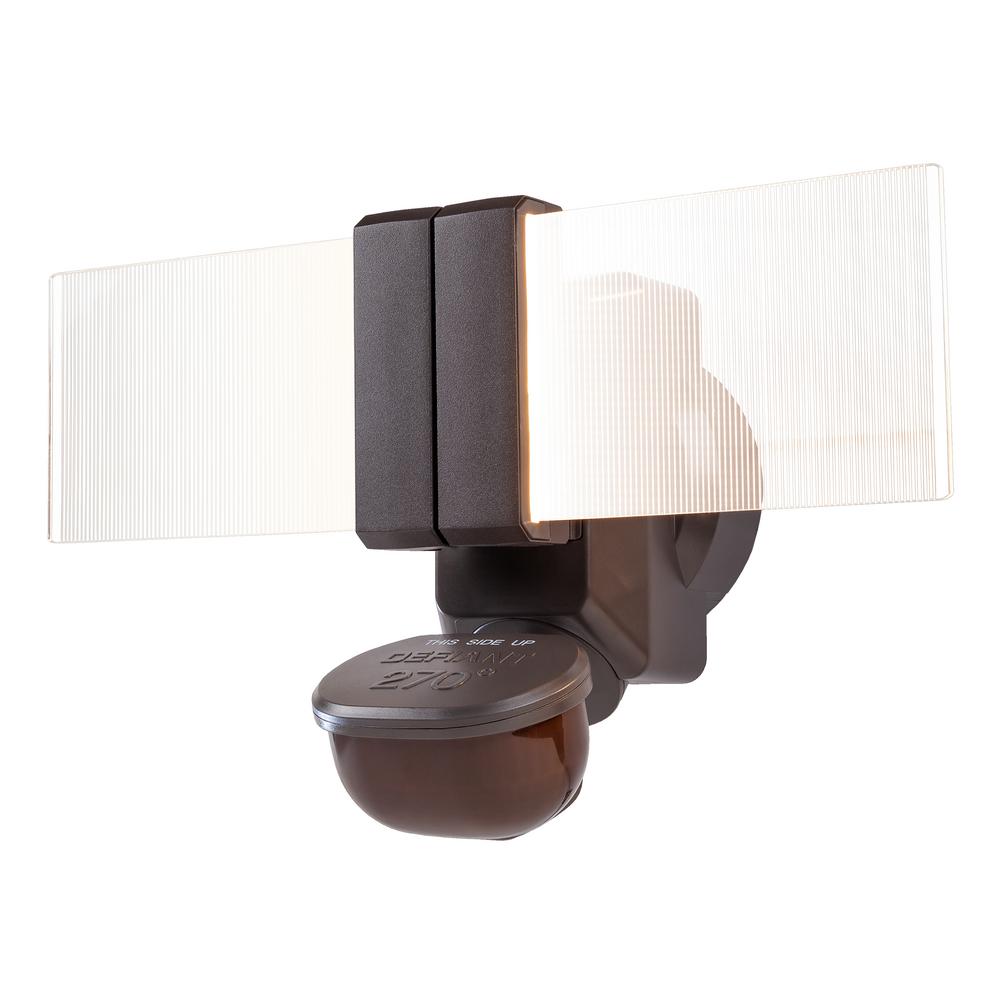 270 Degree Bronze Motion Outdoor Integrated LED Flood Light with Clearview Edgelit Translucent Light Panel Technology