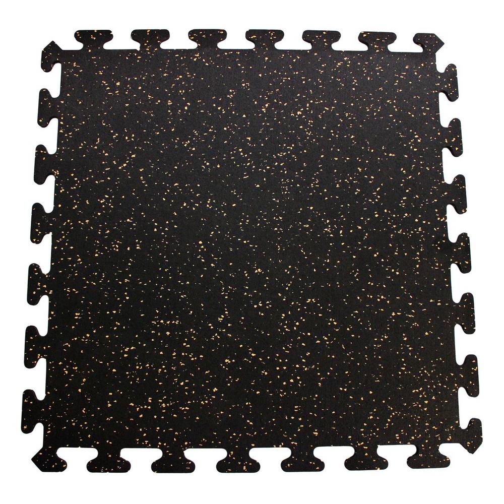 Black with Tan Speck 24 in. x 24 in. Recycled Center Floor Tiles (24 sq. ft.)