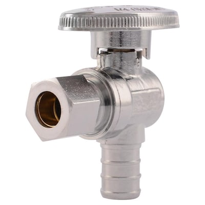 SharkBite Brass 1/2-in PEX Barb x 3/8-in OD Compression Quarter Turn Angle Valve