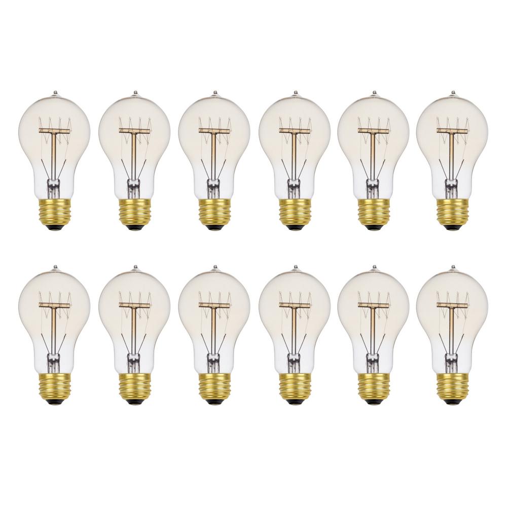 Globe Electric 60-Watt Vintage Edison A19 Quad Loop Dimmable Incandescent Filament Light Bulb (12-Pack)