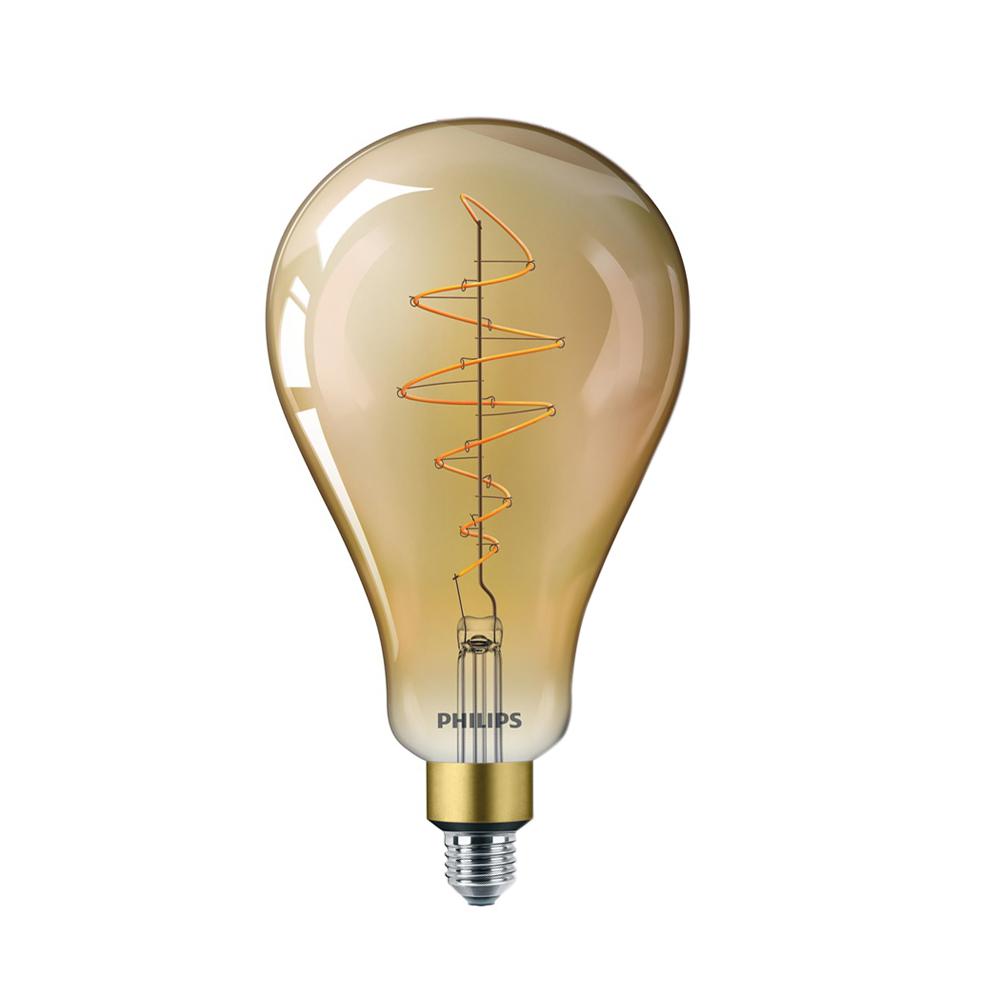 Philips 40-Watt Equivalent A50 Dimmable Vintage Glass Edison LED Large Light Bulb Amber Warm White (2000K)
