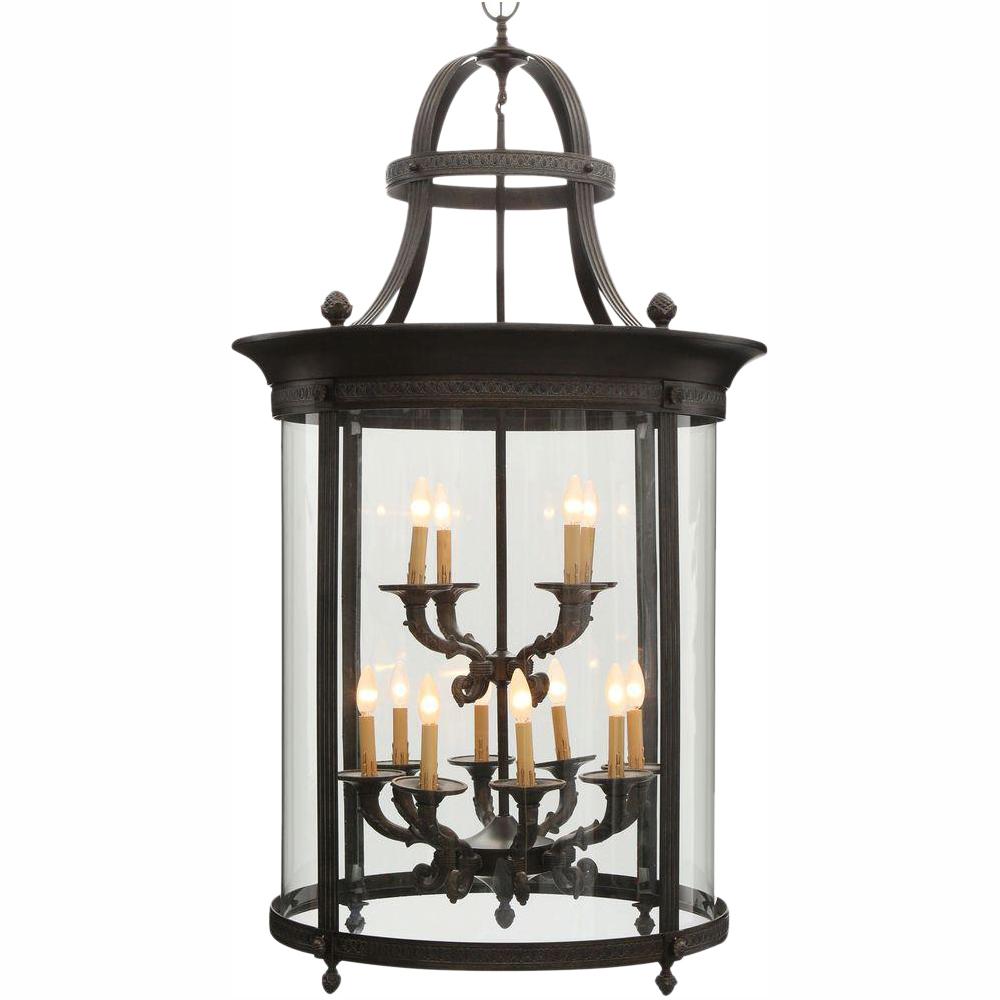 Chatham Collection 12-Light French Bronze Outdoor Hanging Mount Country Influence Foyer Lantern