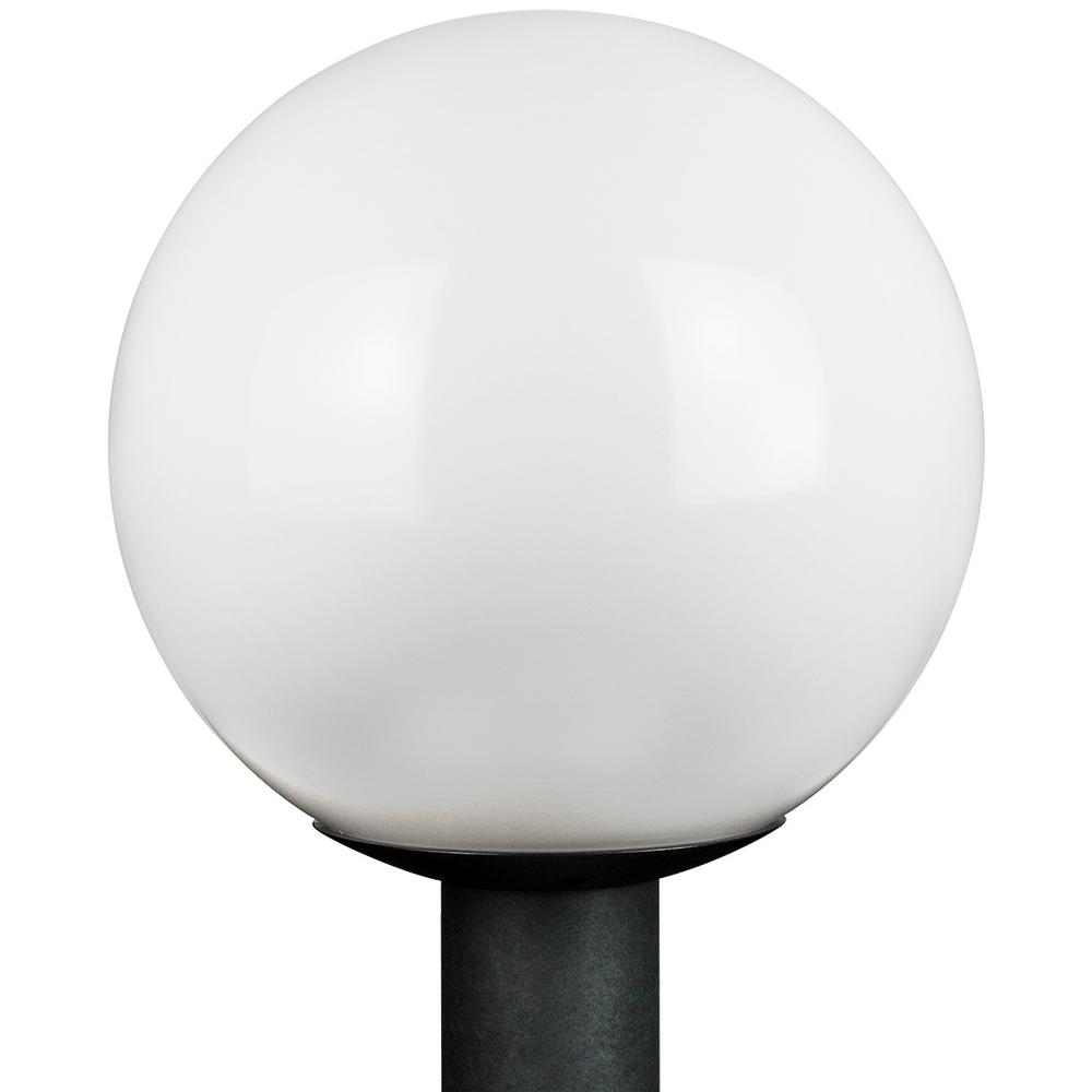 12 in. Outdoor Globe Post 1-Light White Polycarbonate Globe Post Top Lantern