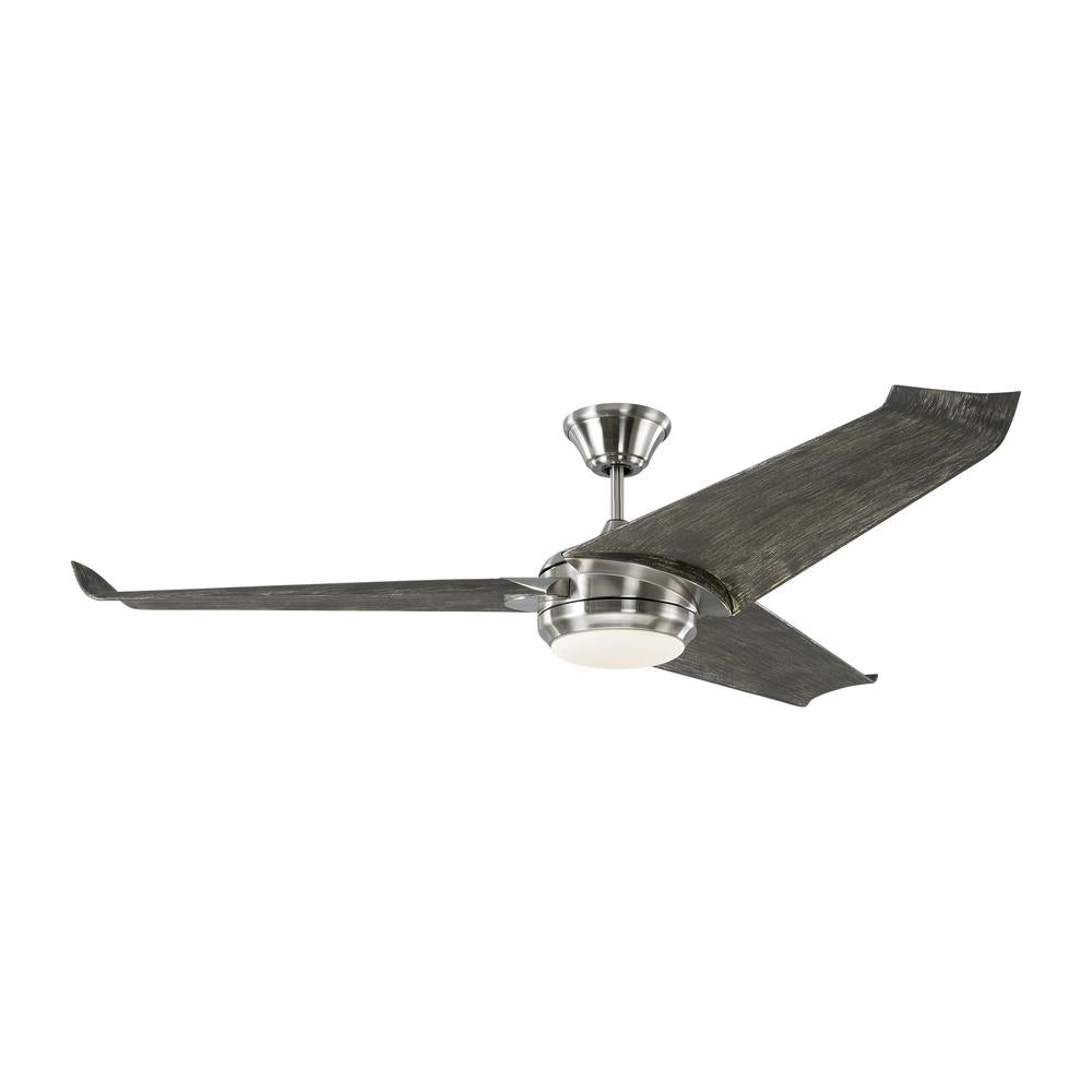 Orville 60 in. Integrated LED Indoor/Outdoor Brushed Steel Ceiling Fan with Light Grey Weathered Oak Blades and Remote