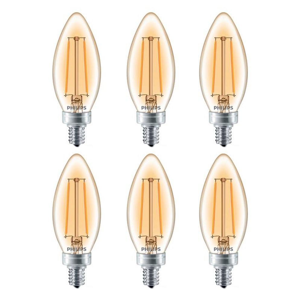 Philips 25-Watt Equivalent Dimmable LED Light Bulb Soft White Clear Glass Candelabra (6-Pack)