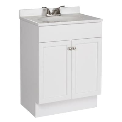 Project Source 24.5-in White Single Sink Bathroom Vanity with White Cultured Marble Top